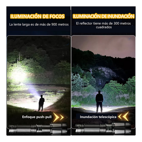 Linterna Recargable Con Zoom 15000lm De 150w,xhp360,7 Modos