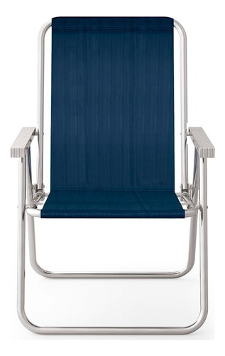 Cadeira Praia Alta Conforto Alumínio Sannet Azul Mor 120 Kg