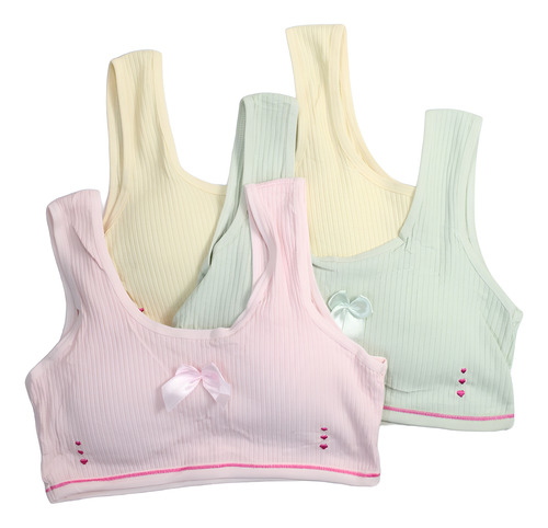 Tres Tops Para Adolescente, Con Diseño De Moño Y Corazones Multicolor Unitalla