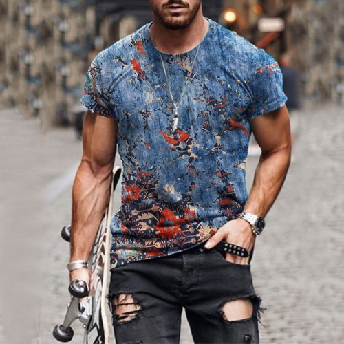 Camiseta C De Manga Corta Con Estampado Delgado Casual De Pr