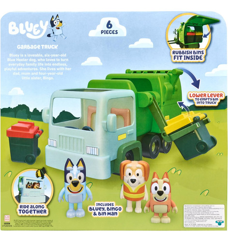 Camión De Basura Bluey - 2.5, Bingo Y Bin Man Posable F...