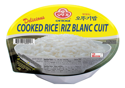 Arroz Cocido Instantáneo Sin Gluten 210 Gramos 12 Unidades