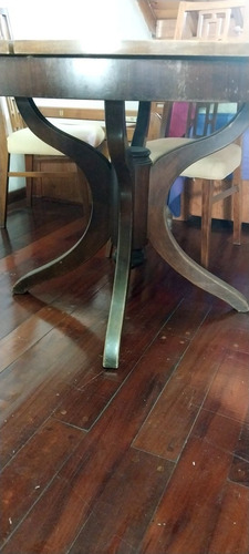 Mesa De Comedor Redonda Madera 120 + Alargue De 40cm Chocolate Chocolate (Usado)