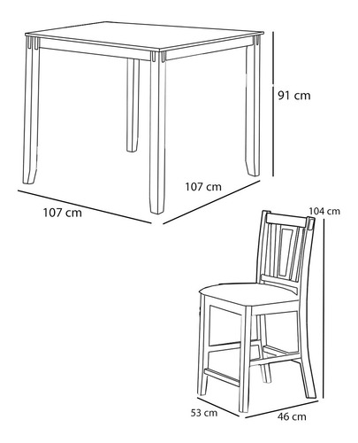Juego De Comedor Alto Espresso Poundex Mlf2543