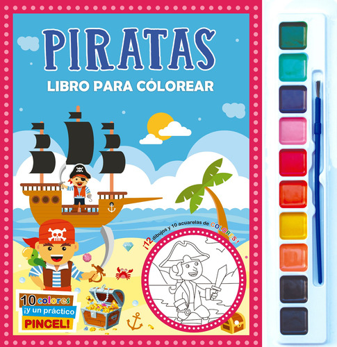 Libro para Colorear: Piratas.: Libro para colorear: Piratas, de Varios autores. Editorial Silver Dolphin (en español), tapa blanda en español, 2022