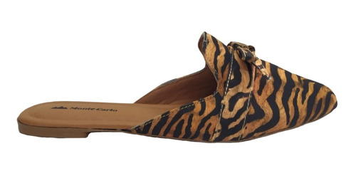 Mule Rasteira Animal Print Bico Fino Onça Cobra Zebra 