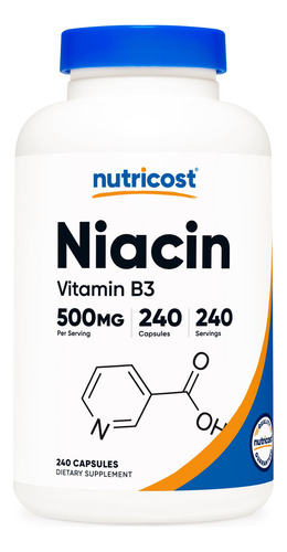 Suplemento Nutricost Niacina (vitamina B3) 500 Mg 240 Cápsul