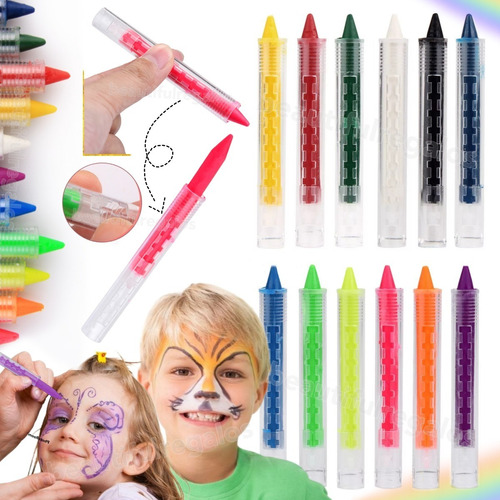 Maquillaje Artístico Blister De 6 Colores Neon Lapiz Crayon