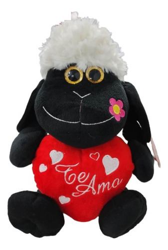 Peluche Oveja Negra Con Corazón Te Amo 30 Cm Importado