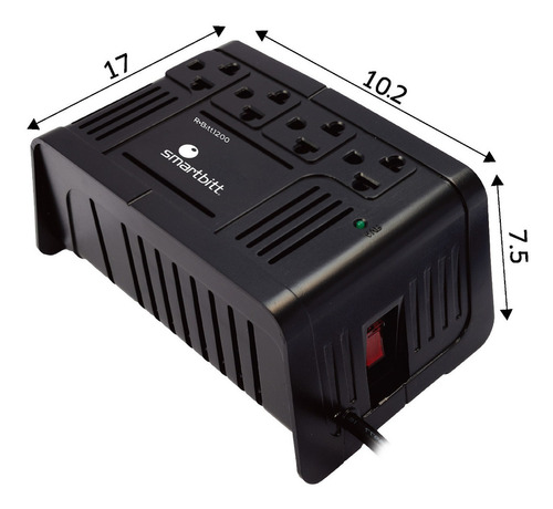 Regulador de voltaje Smartbitt R-Bitt SBAVR1200 1200VA entrada y salida de 120V CA negro
