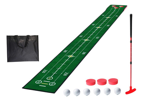 Golf Putt Mats Con Equipos De Rojo Con Bolas De Putter