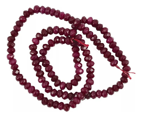 Perlas Rondelle De Jade Rojo Rubí De 15 Hebras, 2 X 4 Mm