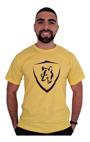 Imagem 1 de 2 de Camiseta Brasão Lobo Amarela C008