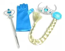 Comprar Disfraz Frozen Elsa Guantes Trenza Cetro Y Corona Halloween 
