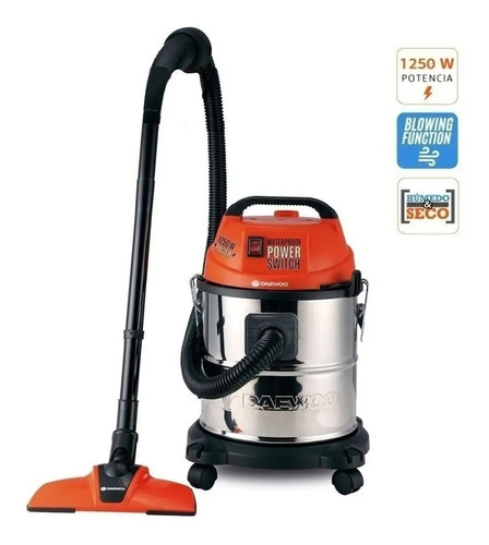 Imagen 4 de 9 de Aspiradora Industrial 1000w 20 Lts Daewoo Inox Seco Liquido