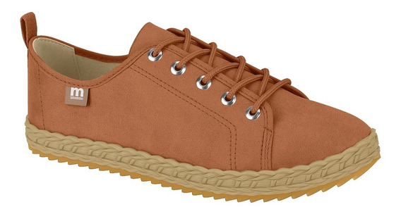 tênis feminino moleca flatform em suede caramelo