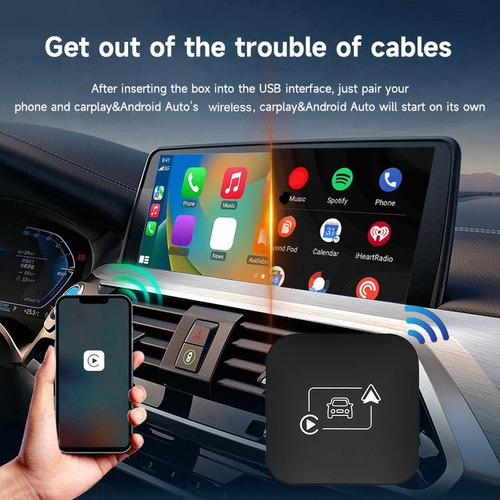 Carplay Android Auto Mini Ai Box Wifi Sem Fio