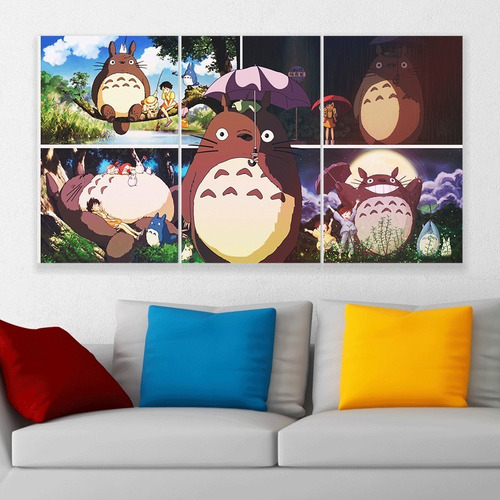 Cuadro Triptico Mi Vecino Totoro Art Canvas Personalizado