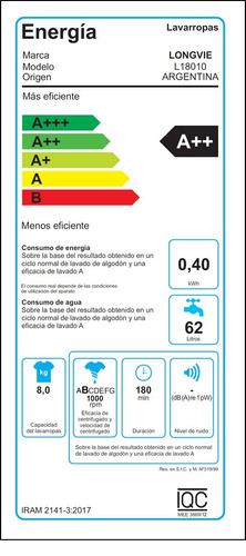 Imagen 12 de 12 de Lavarropas Longvie L18010 8kg 1000rpm