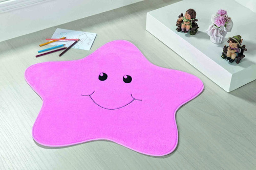 Tapete De Quarto Infantil Formato Estrelinha Pelúcia - Rosa