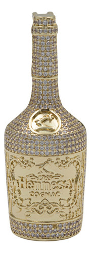 Dije Hombre Botella Hiphop + Cadena Chapa Oro 14k Color Dorado