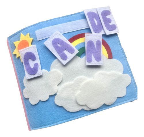 Libro De Fieltro Sensorial Para Niños Modelo Nube Con Nombre