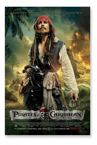 Poster Piratas Do Caribe Navegando Águas Misteriosas A 30x45