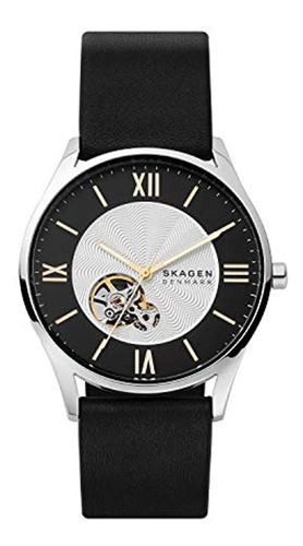 Reloj Hombre Skagen Skw6710 Automático Pulso Negro En Cuero