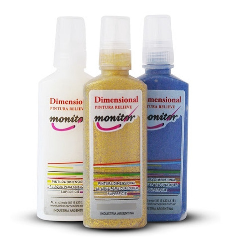 Pintura Relieve Dimensional Monitor 40cc Glitter X Unidad