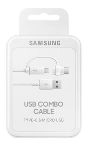 Imagem 1 de 3 de Cabo De Dados Duplo Usb-c Micro Usb Original Samsung Branco