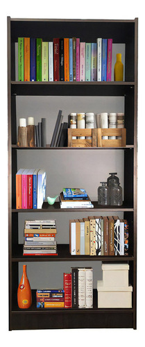 Biblioteca 5 estantes 60x180 melamina librero hogar oficina color wengue