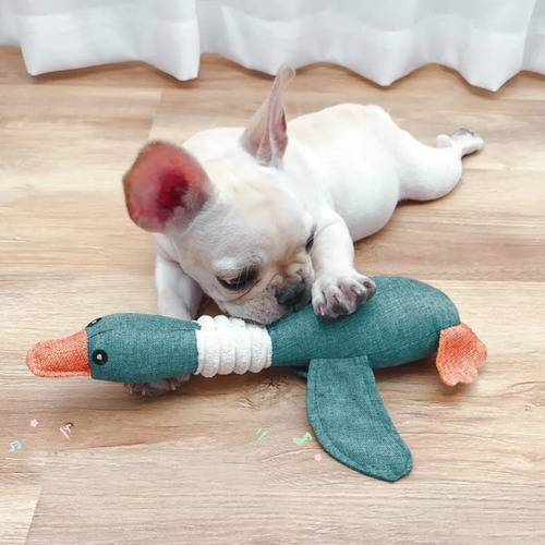 Brinquedo Ganso De Pelúcia Pet Bichinho Médio Porte Forte Cor Marrom-claro