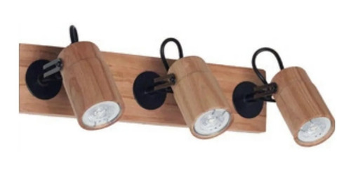 Lámpara Aplique 3 Luces Techo Pared Madera Carilux Gu10