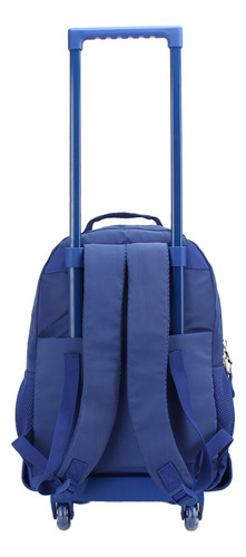 Mochila Carro Head Escolar Manija Telescopica Dos Divisiones Color Azul Diseño De La Tela Liso