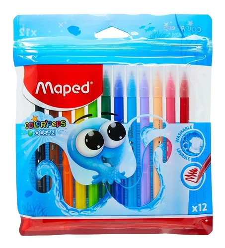 Plumines Escolares Maped Color'peps Ocean Lavables Con 12 Pz