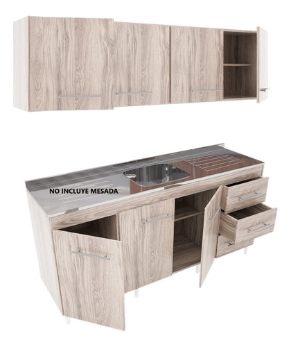 Combo Cocina Bajo Mesada + Alacena 4 Puertas 1.60m Orlandi