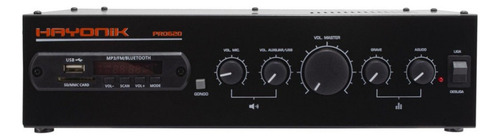 Amplificador Hayonik Pro620 C/ Gongo 70v/4r 100w Cor Preto Potência de saída RMS 100 W 110V/220V