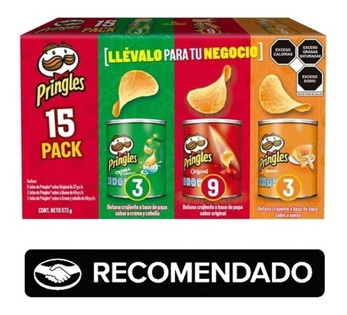 Pringles Mix Botana Crujiente A Base De Papa 15 Piezas Full