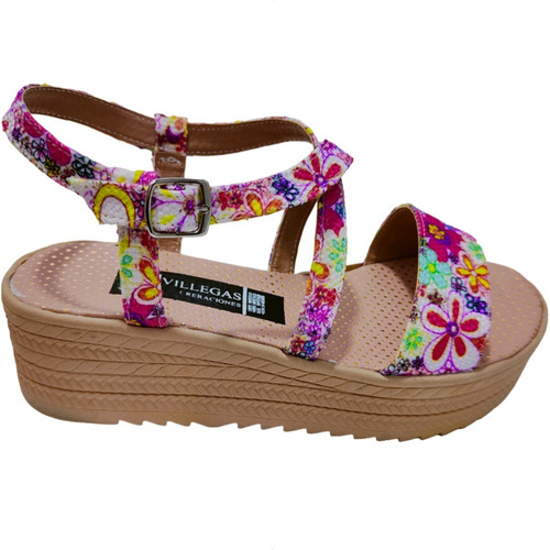 Huarache Plataforma Tiras Yute Y Flores Para Un Look Ligero