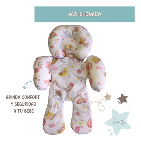 Reductor Huevito Bebe Cochecito Universal Reversible Algodon Conejitas