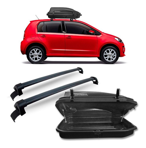 Bagageiro Volkswagen Up 4 Portas Preto + Maleiro 270 Litros