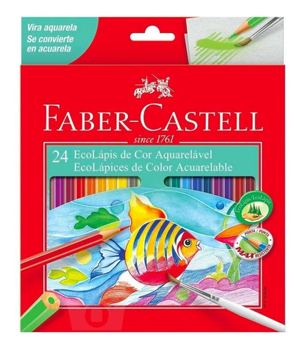 Lápis De Cor Ecolápis Aquarelável 24 Cores Faber Castell 