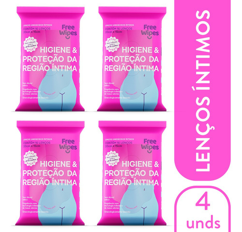 Kit 4 Pacotes De Lenço Umedecido Higiene Íntima Feminina