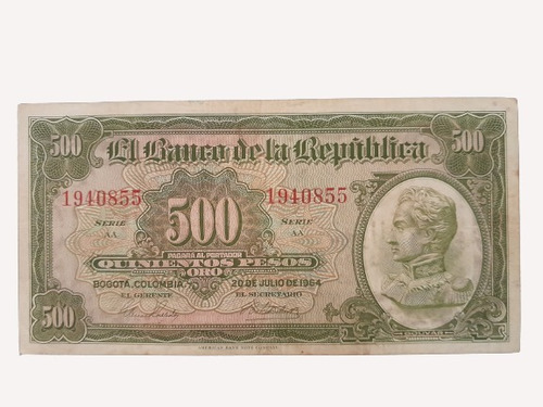 Billete Antiguo 500 Pesos De 1964 Pick 408