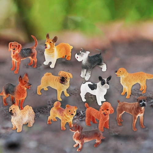 12 Piezas De Figuras De Perros Realistas, Animales Para Sala