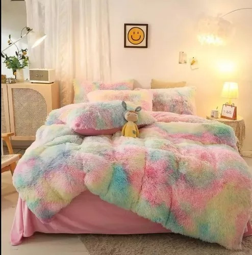 Cobertor Cubrecama Con Chiporro Peludo King- Distintos Color Color Unicornio