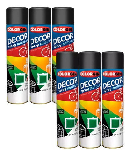 Kit 6 Unid. - Spray Decor Colorgin Multiuso - Cores