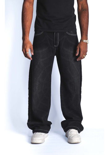 Jean Pantalon Baggy Oversize Holgado Negro Spider Black