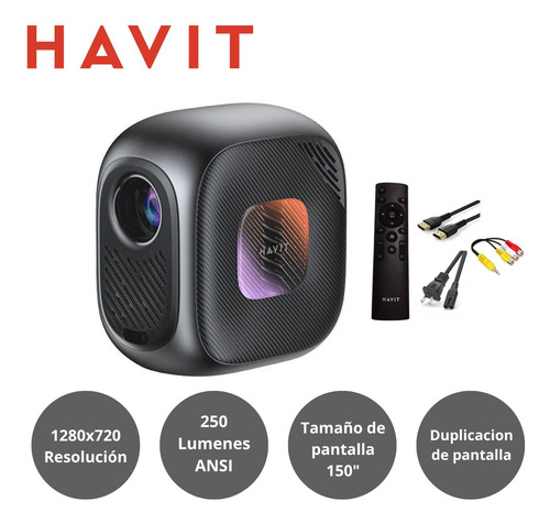 Proyector Havit Pj215 Pro 250 Ansi Lumens 4k 150 Wifi Negro