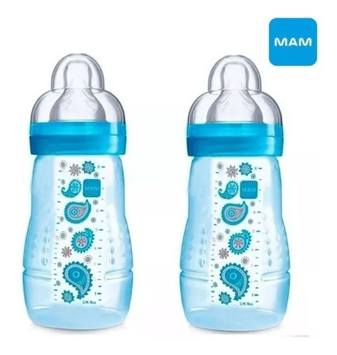 Kit 2 Mamadeiras Mam Easy Active Fashion Azul 270ml 4847